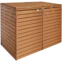 Endorphin® Mülltonnenbox 2er mit Gasdruckfeder | Mülltonnenbox 240l aus Holz | Box für Abfalltonnen in 2 Farben | Mülltonnenbox 2er 240l Mülltonnenbox Holz in Braun und Anthrazit (Braun)