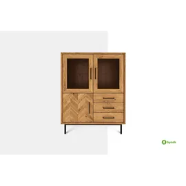 AC ANGEL CERDÁ Highboard 110 x 140 x 50 cm Walnuss / Schwarz