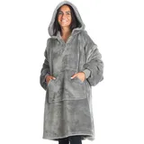 Hoodie Decke mit Ärmeln Deckenpullover Fluffy | Tragbare Decke zum Anziehen, Geschenke für Frauen Damen, Warm Kuschelpullover Erwachsene weich Ärmeldecke 90x95 cm