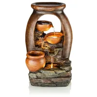 Buri LED Gartenbrunnen Amphore 50cm | Wasserspiel Pflanztopf &