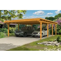 SKANHOLZ Doppel-Carport Emsland 6,13 x 8,46 m Eiche hell inkl. Regenrinne