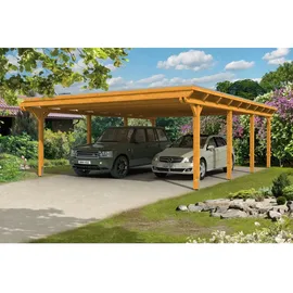 SKANHOLZ Doppel-Carport Emsland 6,13 x 8,46 m Eiche hell inkl. Regenrinne