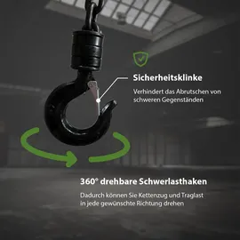 Baumarktplus Kettenzug rund 1 t Tragkraft - 3 m Hubhöhe - Einzelbremse HSZ Flaschenzug Hebezug Seilzug