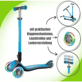 GLOBBER Elite Deluxe mit Leuchtrollen sky blue