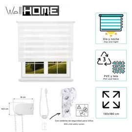 Wellhome Polyester Tag-/Nacht-Rollo 130 x 180 cm (Breite x Höhe) Weiß