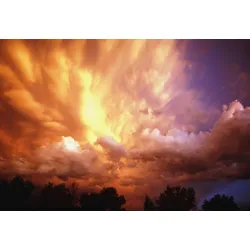 Fototapete PAPERMOON "Gewitterwolken bei Sonnenuntergang", bunt (mehrfarbig), B:4m L:2,6m, Vlies, Tapeten