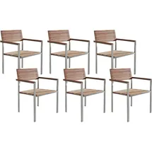 Beliani Gartenstuhl 6er Set 56 x 53 x 86 cm hellbraun/silber
