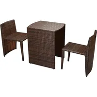 vidaXL Polyrattan Bistro Set 3-tlg. braun inkl. Auflagen 42881