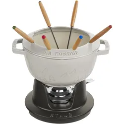 Staub Specialities Fondue Set Gebirge 20 cm, rund, Weisser Trüffel, Gusseisen