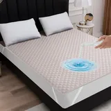 QUWOU Matratzenschoner wasserdicht mit 4 elastischen Ecken, wasserdichte Matratzenauflage, Gesteppten Oberfläche, Matratzenschutz, Atmungsaktiv, 180x200, Grau
