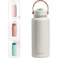 Luxuskollektion Edelstahl Trinkflasche 1000ml mit Strohhalm