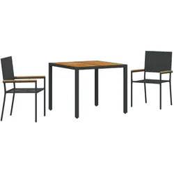 vidaXL 3-teiliges Garten Essset Schwarzes Poly-Rattan