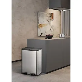 Proregal Rechteckiger Treteimer 40 l Silber