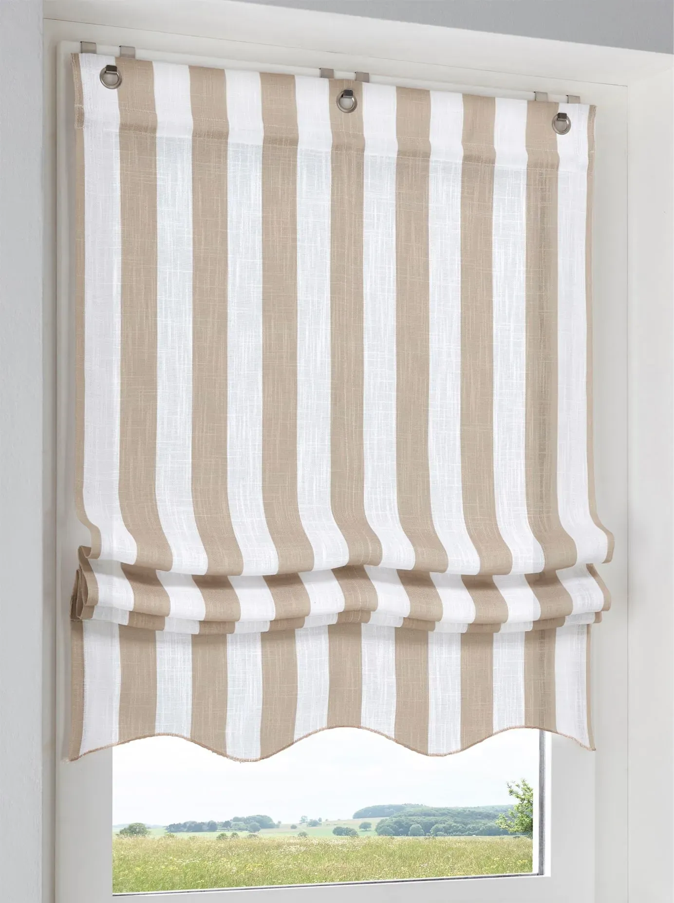 Raffrollo HEINE HOME Gr. 5, sand, weiß, B:120cm H:140cm, Raffrollos