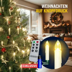 Monzana 30er Set Weihnachtskerzen Kabellos Dimmbar Flackern Fernbedienung Weiß Christbaumkerzen Weihnachtsbaumkerzen