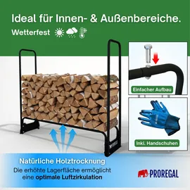 Proregal Kaminholzregal CHIMERA Metall 117 x 130 x 36 cm inkl. Abdeckung Schwarz