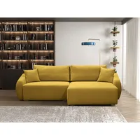 Fun Möbel Ecksofa Designersofa Sofa ELISE in Stoff Wind Senfgelb Ottomane Rechts - Gelb