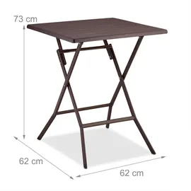 Relaxdays Klapptisch 62 x 62 x 73 cm Braun