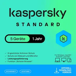 Kaspersky Standard Anti-Virus 2025  1-10 Geräte / 2 Jahre Online-Banking Leistungsoptimierung  PC/Mac/Mobile  Aktivierungscode per Email