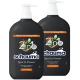 Schauma Schwarzkopf for Men Sports Power Shampoo (2x 750 ml) Kräftigungsshampoo, 2in1 Formel zum waschen von Haar und Körper, Erlebe mit Carnitin-T & Protein den Frische-Kick