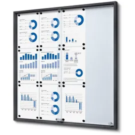 Showdown Showdown® Displays Schaukasten SLIM grau 12x DIN A4 90,6 x 5,0 x 94,8 cm, 1 St.
