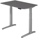 HAMMERBACHER XBHM12 elektrisch höhenverstellbarer Schreibtisch grafit rechteckig, C-Fuß-Gestell silber 120,0 x 80,0 cm