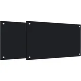 vidaXL Küchenrückwände 2 Stk. Schwarz 70x40 cm Hartglas