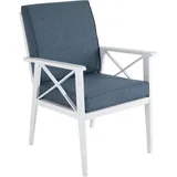 Brafab Sottenville Gartenstuhl inkl. Kissen Aluminium/Textilene/Olefin Weiss/Midnight blue