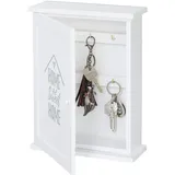 Relaxdays Schlüsselkasten Holz, mit Motiv Weiß,Grau