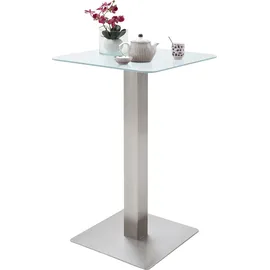 MCA Furniture Bartisch "Zarina", weiß (weiß matt, edelstahl, weiß matt), B:70cm H:105cm T:70cm, Tische, Bartisch mit Glaskeramik Tischplatte mit Edelstahl Gestell