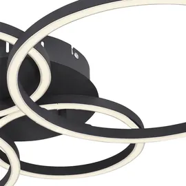 GLOBO LED Deckenleuchte, Ring Design, schwarz matt, L 65,5 cm