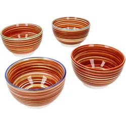 4x Linea Müsli-Schale Ø14,3cm 500ml 4 Pers Dessert-Schüssel gestreift mediterran