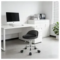 BBWL Drehstuhl höhenverstellbarer Computerhocker mit Metallbasis 360° Rollen 120kg, Drehbarer Bürostuhl ergonomischer Samt Make-up Friseurstuhl grau