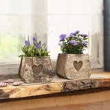 Frank Flechtwaren Pflanztasche Birkenherz, 2er Set, Birkenrinde, naturbelassen, Textil, ausgeschlagen mit Folie Maße: 14 x 11 x 11 cm