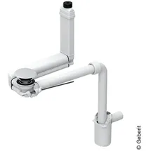 Geberit Clou Raumsparmodell, Abgang horizontal, Hebelbetätigung, und Ventilabdeckung, vertikal, weiß