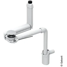 Geberit Clou Raumsparmodell, Abgang horizontal, Hebelbetätigung, und Ventilabdeckung, vertikal, weiß