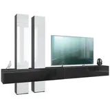 Vladon Wohnwand Weiß Hochglanz Holzwerkstoff, 330x204x39 cm, Wohnzimmer, Wohnwände, Wohnwand-Sets
