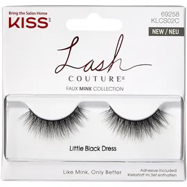 Kiss Lash Couture Faux Mink "Little Black Dress" – Künstliche Wimpern mit Faux-Mink Effekt, Voluminöse Fake Lashes, Wiederverwendbare Strip Lashes mit weichem Wimpernband, Schwarz