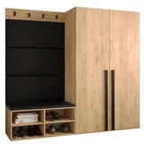 ABIKS MÖBEL Garderoben-Set MIRO Set 5, Garderobe mit gepolsterten Paneelen, Modern Design schwarz