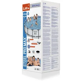 BESTWAY Steel Pro Max Frame Pool Set 549 x 122 cm lichtgrau inkl. Filterpumpe