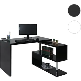 MCW Design Eckschreibtisch MCW-A68, Bürotisch Schreibtisch, hochglanz drehbar 120x60cm schwarz - Schwarz