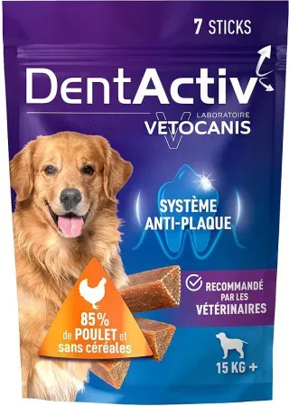 Vetocanis DentActiv 7 Chicken Dog Dental Sticks 15kg+ Beutel 7 Stück