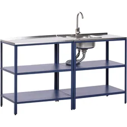 Outdoor-Küche 2er Set mit Spüle VILAMA Blau