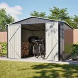 Metall-gartenhaus – 300 X 311 X 300 Cm – Geräteschuppen Mit Bodenrahmen Und Abschließbaren Türen – Grau