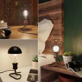 ledscom.de Tischlampe RETRA, Schalter, schwarz, 1x E27 max. 60W