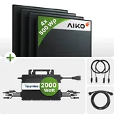 2000Wp Balkonkraftwerk 4x500Wp Aiko Glas-Glas Fullblack Gen.2 Hoymiles HMS-2000W