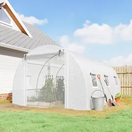 Outsunny Tomatenhaus Stahlrohr Weiß PE 3 mm 12 m2