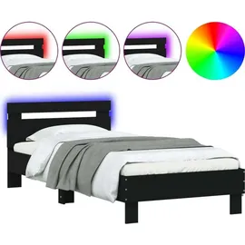 vidaXL Bettgestell mit Kopfteil und LED-Leuchten Schwarz 90x200 cm
