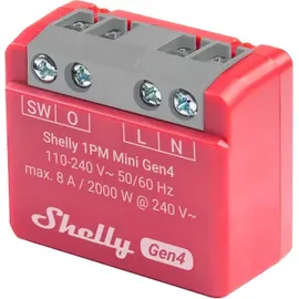 Shelly 	Relais 1PM Mini Gen4, 8 A, WLAN, Bluetooth, rot, 1 Stück 
