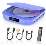 Desobry Mini DVD Player, DVD Player für Fernseher TV 1080P Region Free DVD Player HDMI mit HDMI/RCA-Kabel und Fernsteuerung, CD/DVD-Plyaer Unterstützung USB/TF Karte Eingang, Breakpoint-Speicher